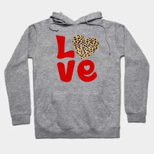 Love Letters with Cheetah Leopard Pattern Heart Hoodie